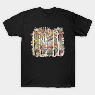 Birch Tree Forest and snow watercolor T-Shirt